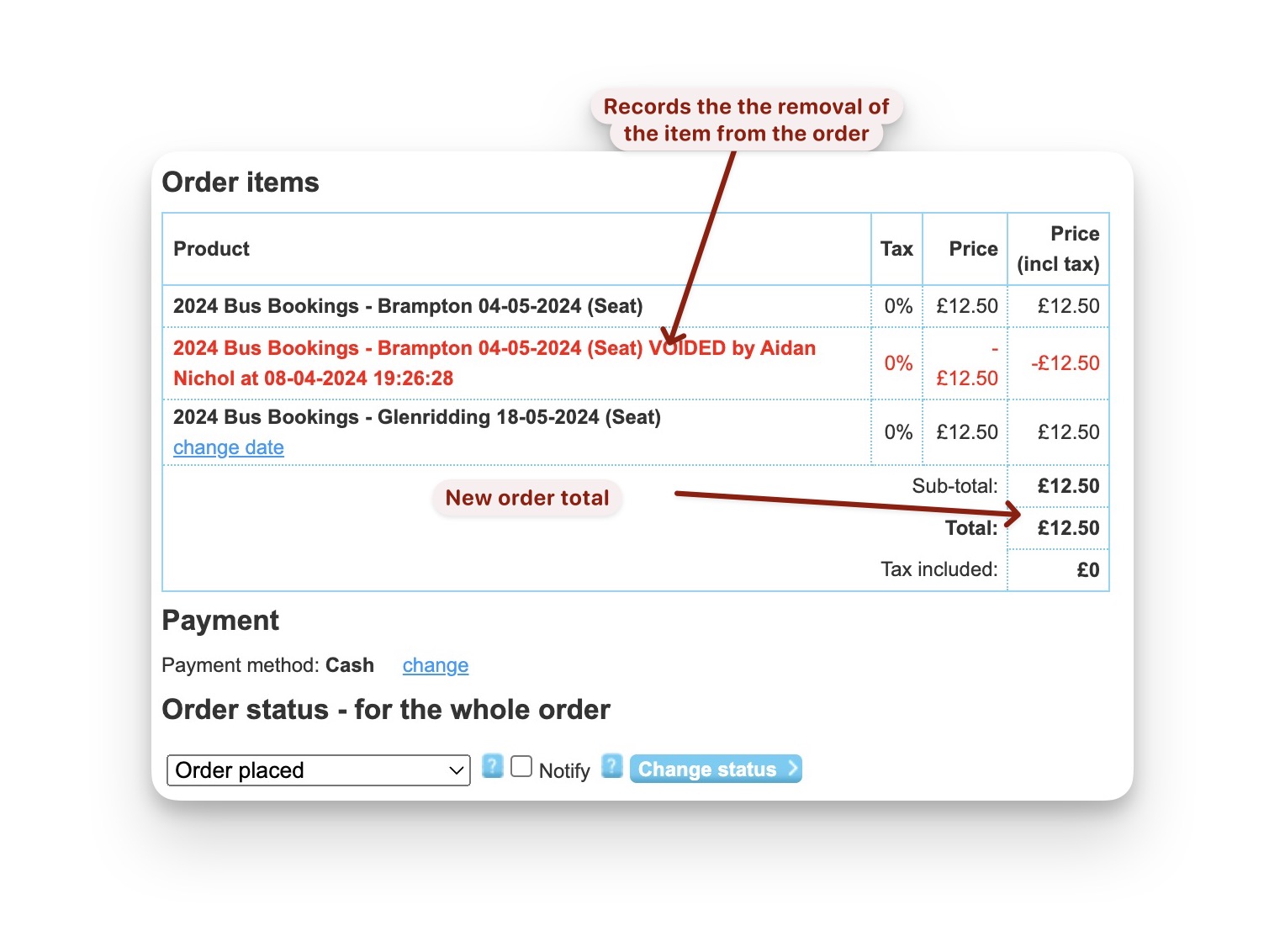 multi order updated payment details 